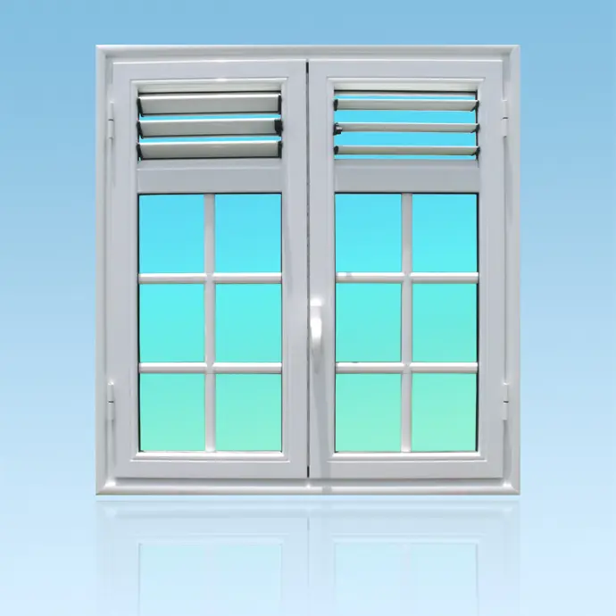 Fenêtre 2 battants + 3 lames de ventilation