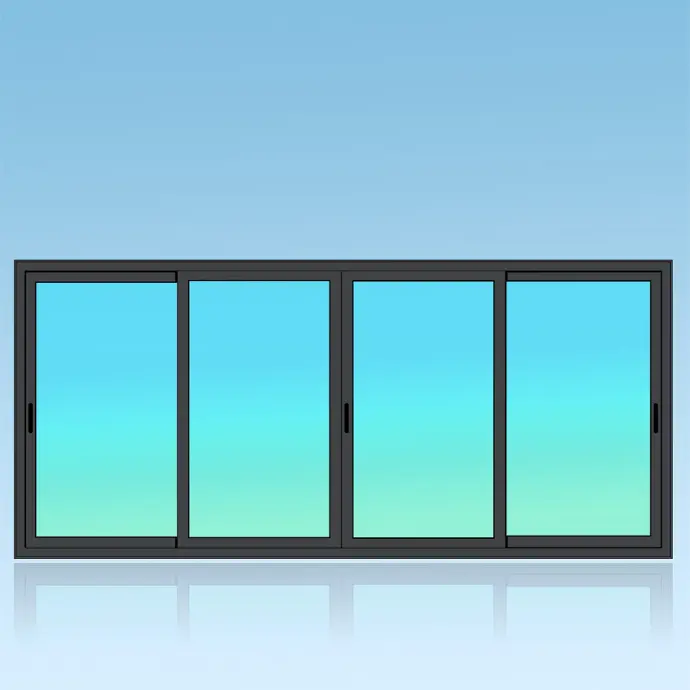 Coulissant porte 4 vantaux 2 rails