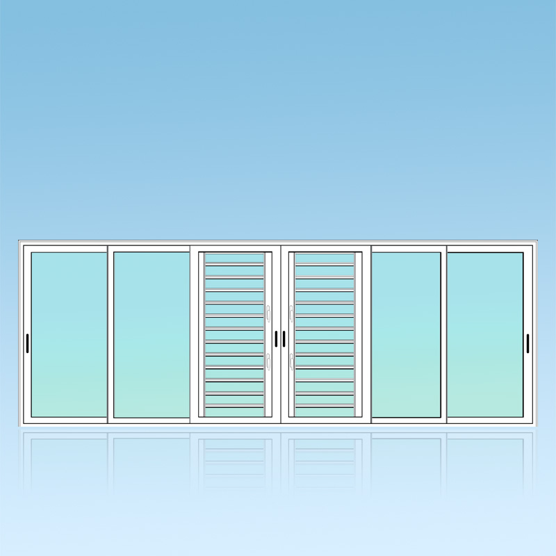 Coulissant porte 6 vantaux 3 rails + jalousies