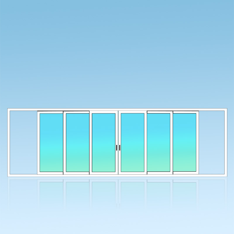 Coulissant applique 6 vantaux 3 rails