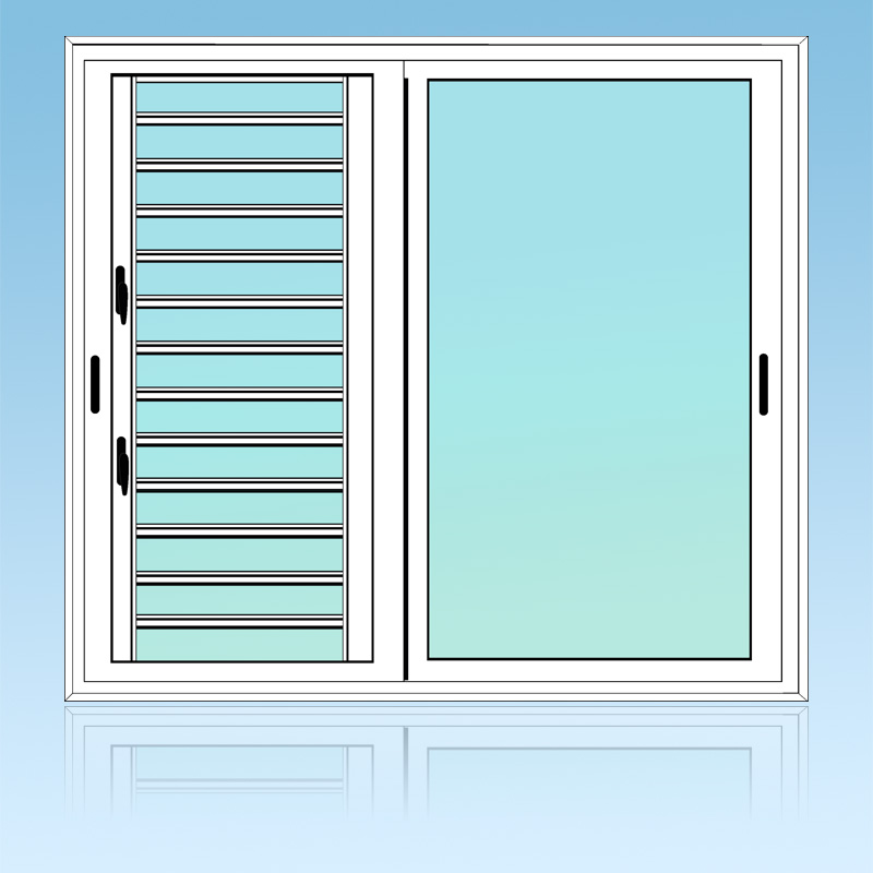 Coulissant porte 2 vantaux 2 rails + jalousie