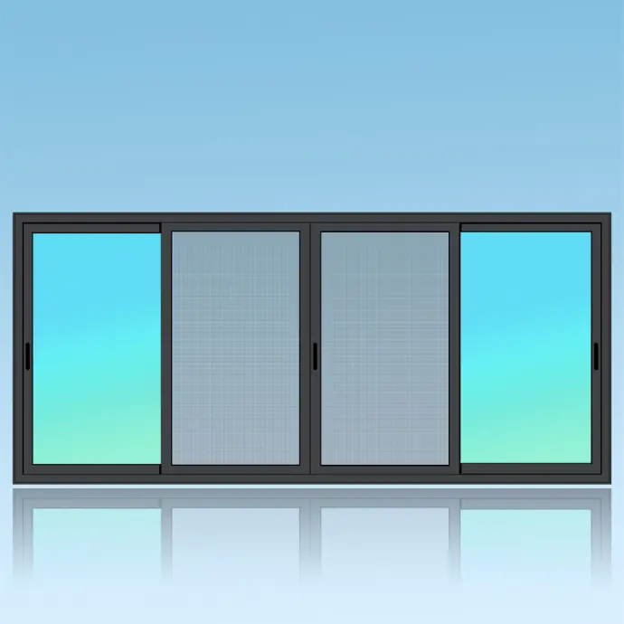 Coulissant porte 4 vantaux 3 rails + moustiquaire