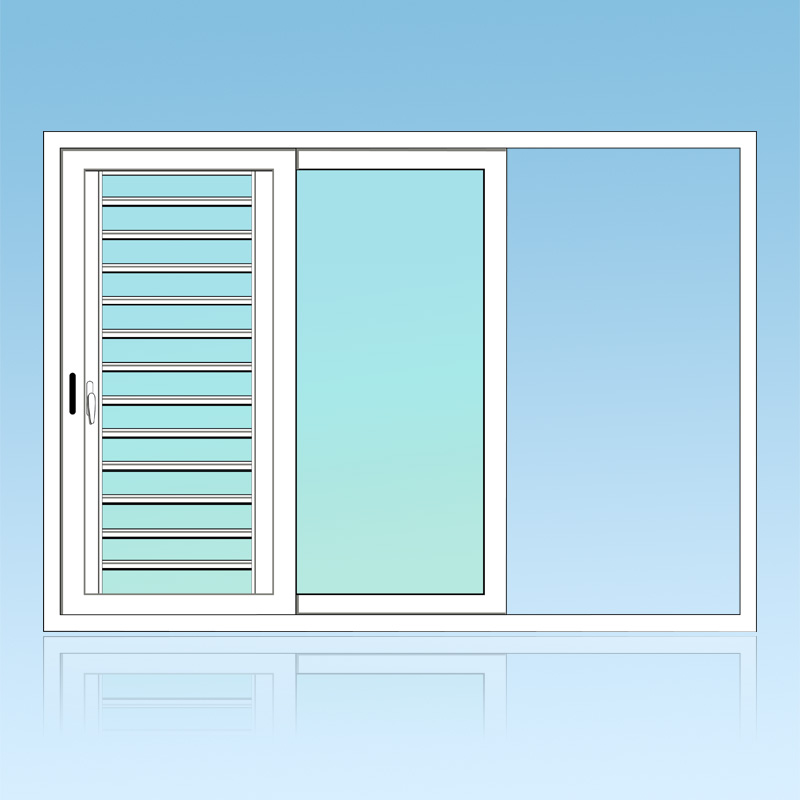 Coulissant porte en applique 2 vantaux 2 rails + jalousie