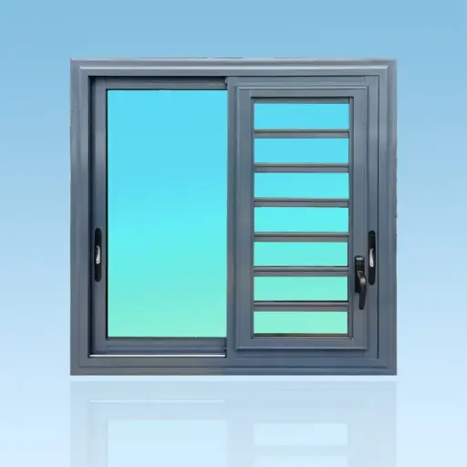 [CF22+J] Coulissant fenêtre 2 vantaux 2 rails + jalousie