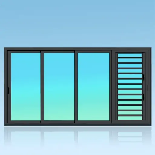 [CP44+J] Coulissant porte 4 vantaux 4 rails + jalousie