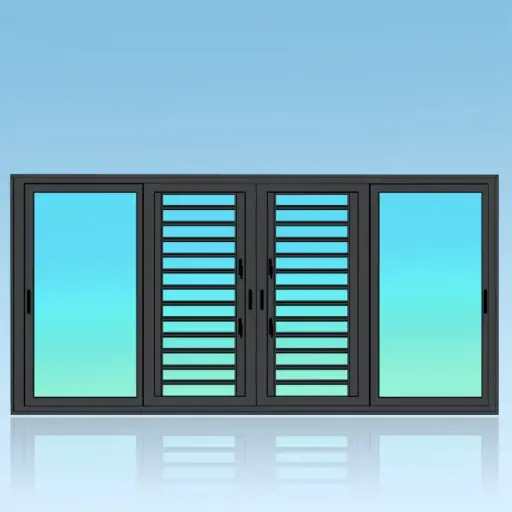 [CP42+J] Coulissant porte 4 vantaux 2 rails + jalousies