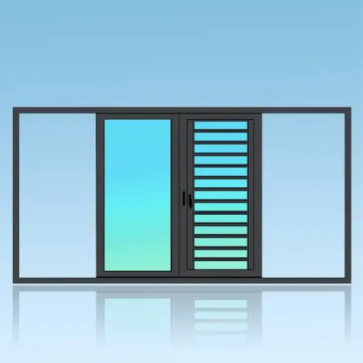 [CA21+J] Coulissant porte en applique 2 vantaux 1 rail + jalousie