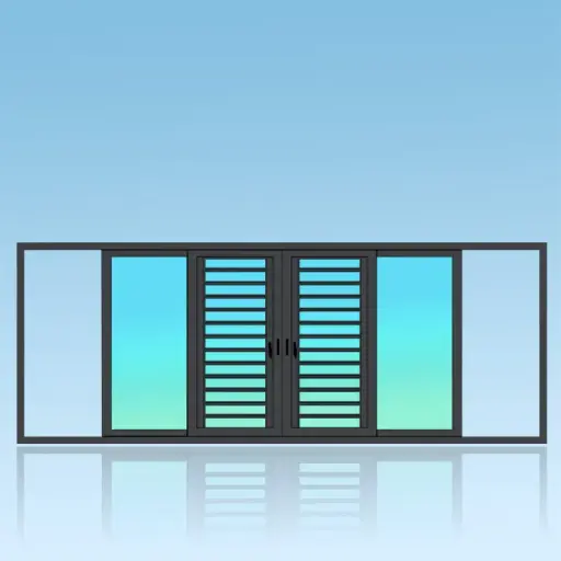 [CA42+J] Coulissant porte en applique 4 vantaux 2 rail + jalousie