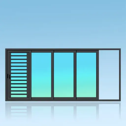 [CA44+J] Coulissant porte en applique 4 vantaux 4 rails + jalousie