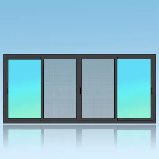 Coulissant porte 4 vantaux 3 rails + moustiquaire