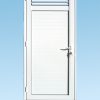 Volet battant en aluminium laqué blanc 1 vantail avec lames ventilantes et serrure de sécurité 3 points ABD FERMETURES