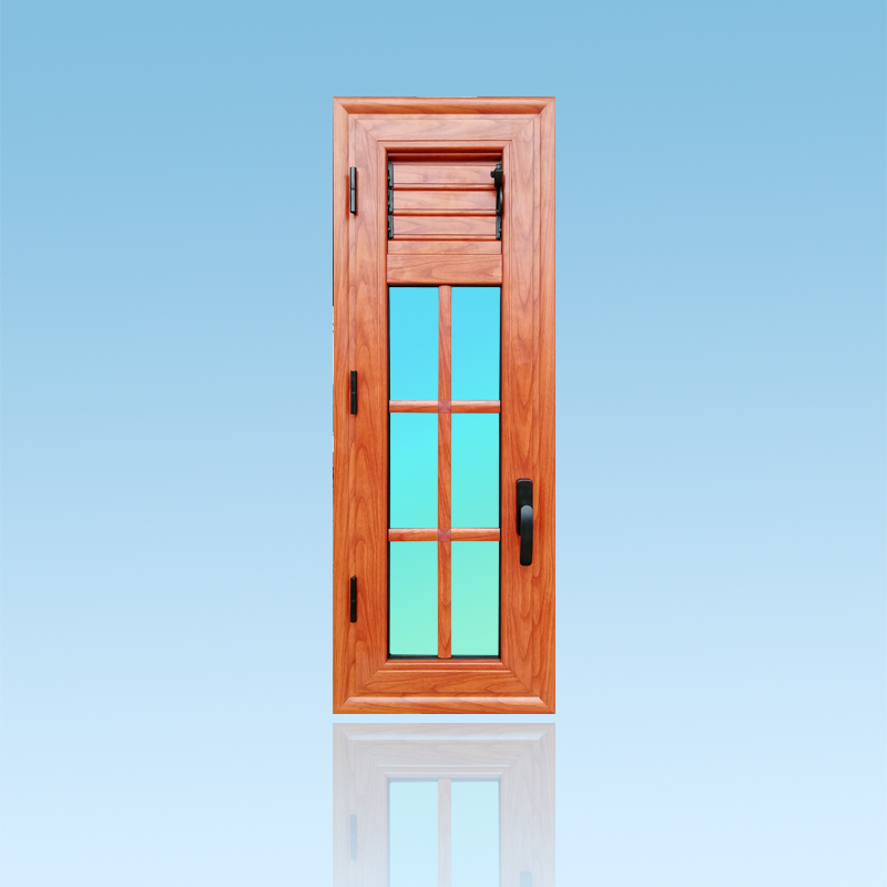 Fenetre petit bois en aluminium finition bois avec lames ventilantes gamme Caraïbes ABD Fermetures