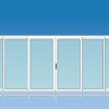 Coulissant en aluminium laqué blanc 6 vantaux  6 rails muni d'un vitrage clair.