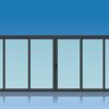 Coulissant en aluminium laqué anthracite 6 vantaux  6 rails muni d'un vitrage clair.
